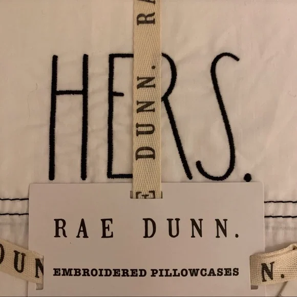 NWT Rae Dunn {HIS & HERS} Embroidered Standard Pillowcases - Picture 2 of 6